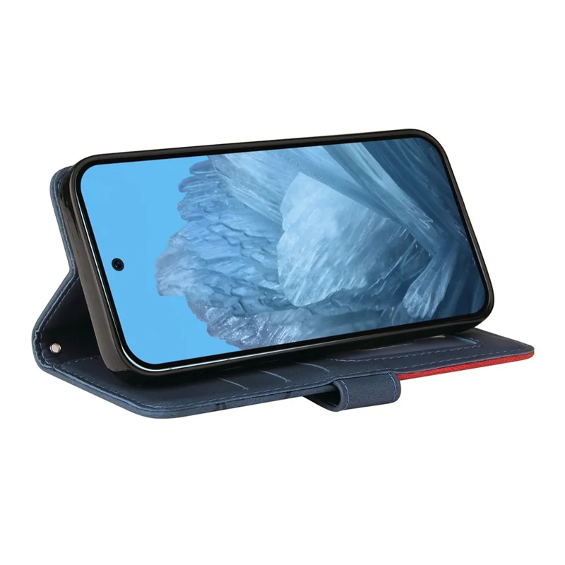 For Google Pixel 10 Pro / 10 / 9 Pro / 9 Leather Case Wallet Stand Color Splicing Phone Cover - Blue