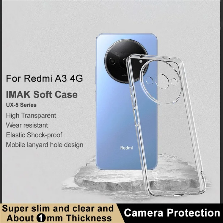 Étui IMAK UX-5 Série pour Xiaomi Redmi A3 / Poco C61 4G Étui Slim Fit Crystal Clear TPU Housse de Téléphone