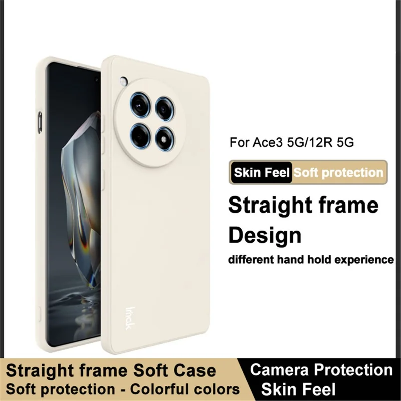 IMAK UC-4 Series for OnePlus Ace 3 5G / 12R 5G Case Straight Edge Soft TPU Phone Cover - White