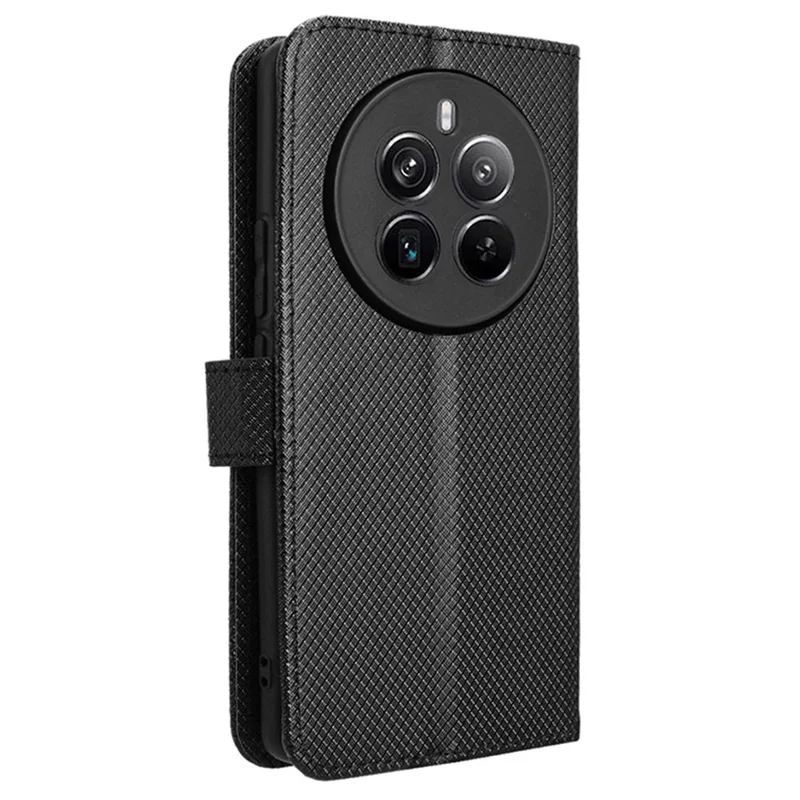 For Realme 12 Pro 5G / 12 Pro+ 5G Case Stand Shockproof TPU Inner Shell Leather Phone Cover - Black