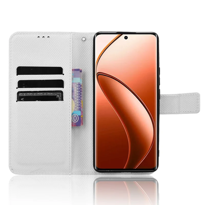 For Realme 12 Pro 5G / 12 Pro+ 5G Case Stand Shockproof TPU Inner Shell Leather Phone Cover - White
