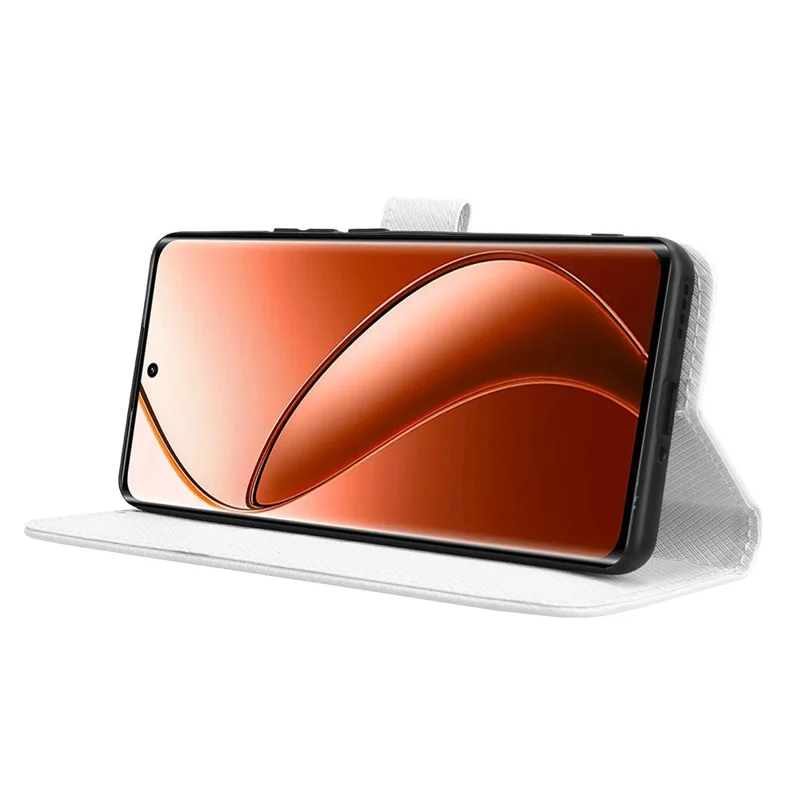 For Realme 12 Pro 5G / 12 Pro+ 5G Case Stand Shockproof TPU Inner Shell Leather Phone Cover - White