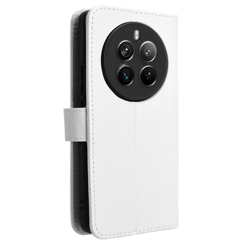 For Realme 12 Pro 5G / 12 Pro+ 5G Case Stand Shockproof TPU Inner Shell Leather Phone Cover - White
