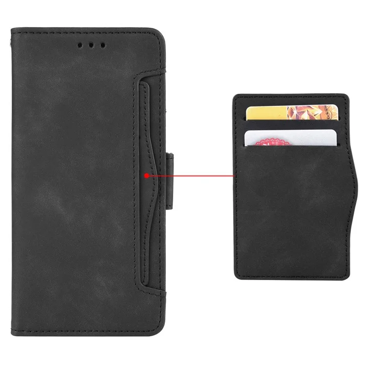 For Realme 12 4G / 12+ 5G / Narzo 70 Pro 5G / Narzo 70 5G / P1 5G / 13 4G Case PU Leather Stand Multiple Card Holders Phone Cover - Black