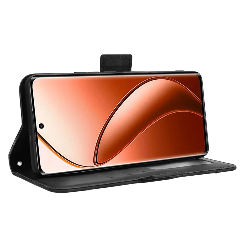 For Realme 12 4G / 12+ 5G / Narzo 70 Pro 5G / Narzo 70 5G / P1 5G / 13 4G Case PU Leather Stand Multiple Card Holders Phone Cover - Black