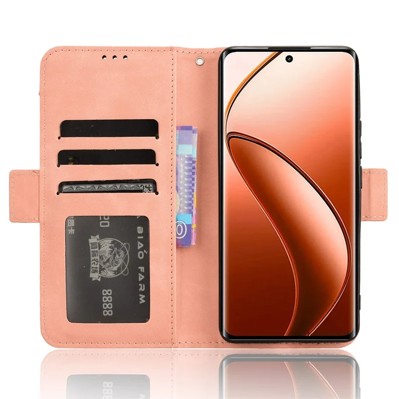 For Realme 12 4G / 12+ 5G / Narzo 70 Pro 5G / Narzo 70 5G / P1 5G / 13 4G Case PU Leather Stand Multiple Card Holders Phone Cover - Pink