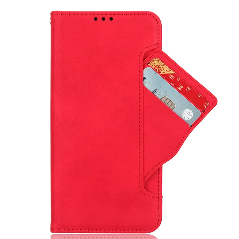 For Realme 12 4G / 12+ 5G / Narzo 70 Pro 5G / Narzo 70 5G / P1 5G / 13 4G Case PU Leather Stand Multiple Card Holders Phone Cover - Red