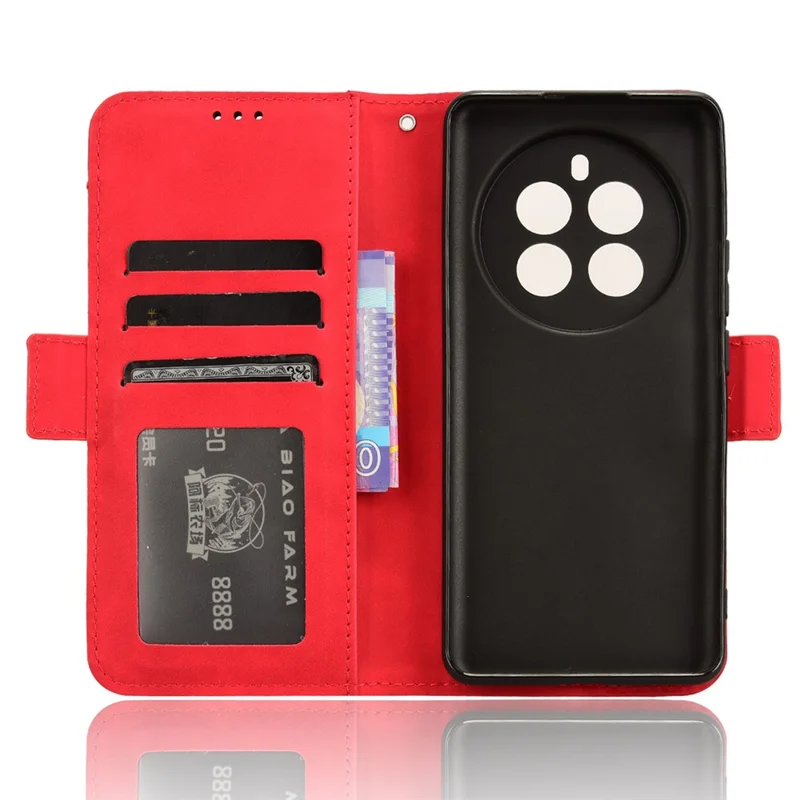 For Realme 12 4G / 12+ 5G / Narzo 70 Pro 5G / Narzo 70 5G / P1 5G / 13 4G Case PU Leather Stand Multiple Card Holders Phone Cover - Red