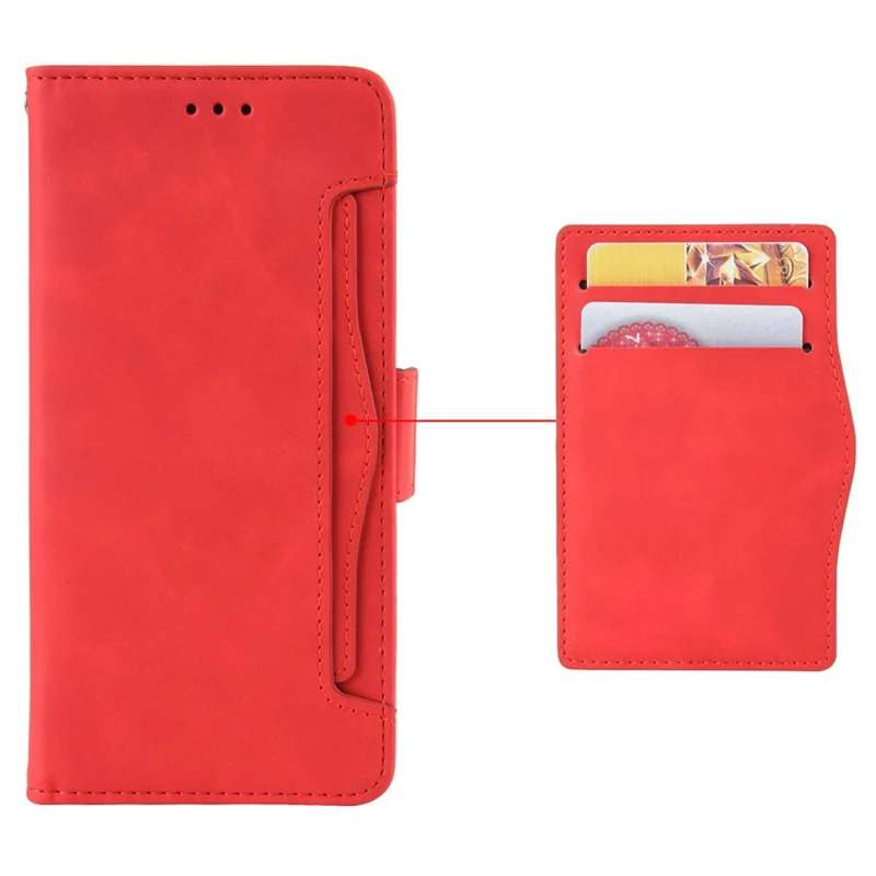 For Realme 12 4G / 12+ 5G / Narzo 70 Pro 5G / Narzo 70 5G / P1 5G / 13 4G Case PU Leather Stand Multiple Card Holders Phone Cover - Red
