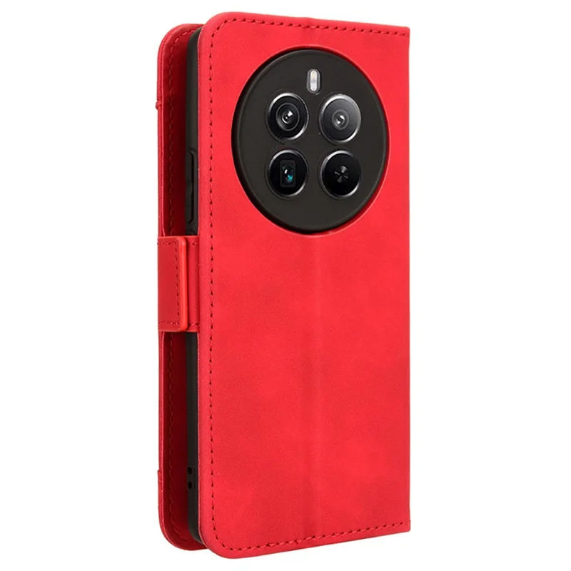 For Realme 12 4G / 12+ 5G / Narzo 70 Pro 5G / Narzo 70 5G / P1 5G / 13 4G Case PU Leather Stand Multiple Card Holders Phone Cover - Red