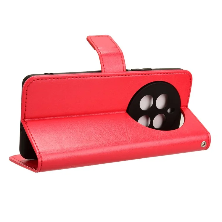 For Realme 12 4G / 12+ 5G / Narzo 70 Pro 5G / Narzo 70 5G / P1 5G / 13 4G Case PU Leather Crazy Horse Texture Folio Wallet Phone Cover - Red