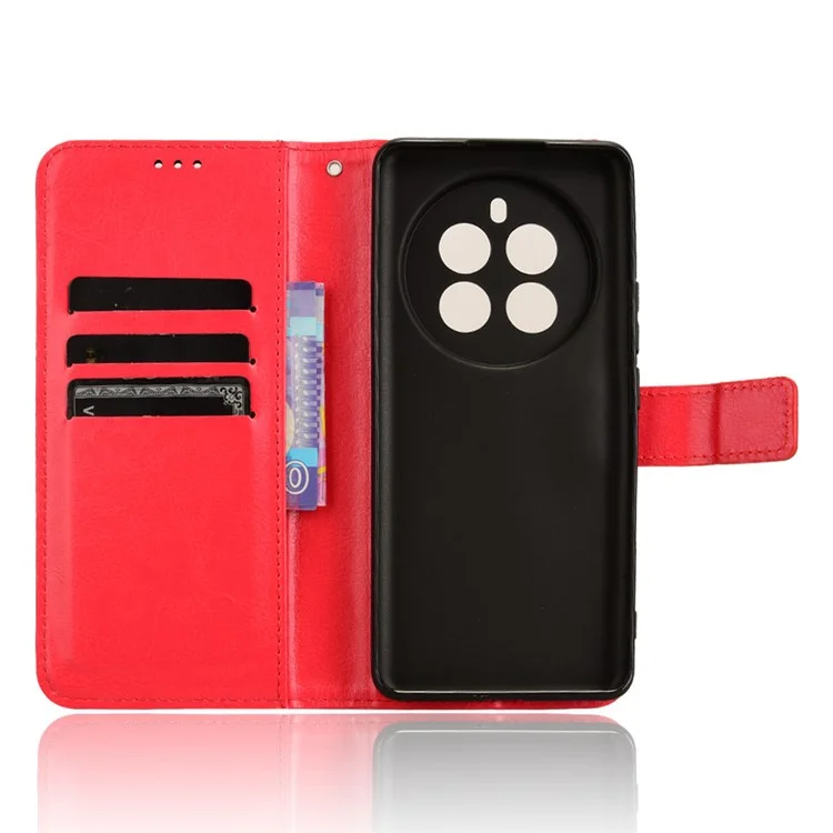 For Realme 12 4G / 12+ 5G / Narzo 70 Pro 5G / Narzo 70 5G / P1 5G / 13 4G Case PU Leather Crazy Horse Texture Folio Wallet Phone Cover - Red