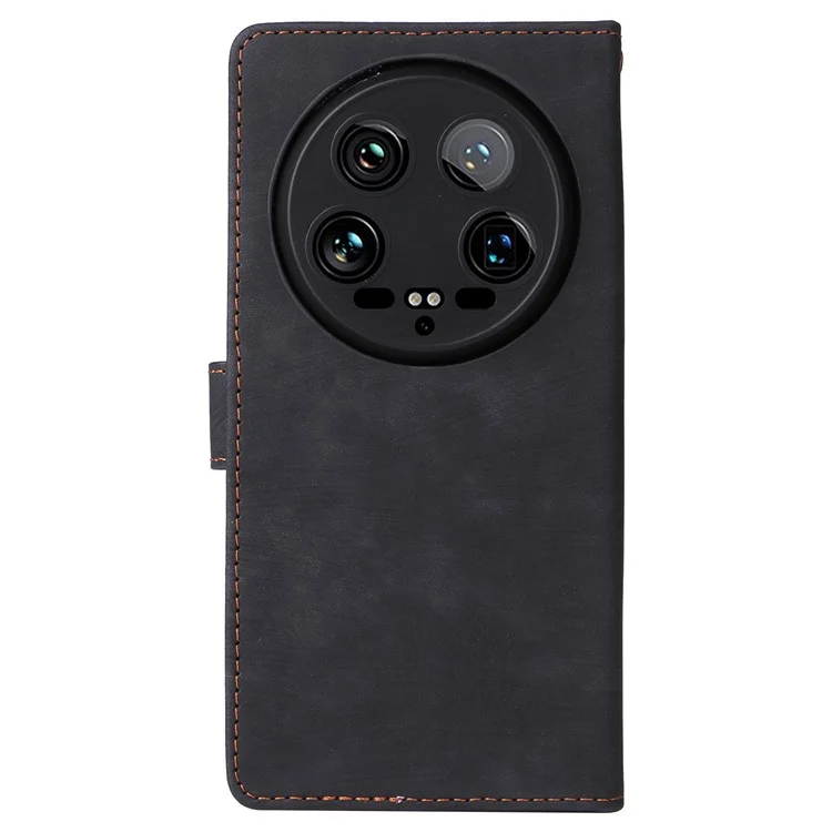 Funda para teléfono Xiaomi 14 Ultra con correa para la mano, cuero PU, bloqueo RFID, funda de billetera - Negro