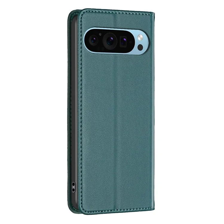 BINFEN COLOR BF18 For Google Pixel 9 Pro XL Case PU Leather Viewing Stand Phone Cover with 3 Card Holder - Green
