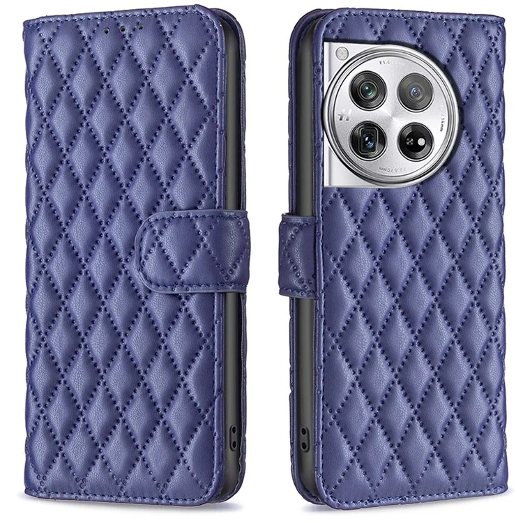 BINFEN COLOR BF Style-14 For OnePlus 12R 5G / Ace 3 5G Case PU Leather Stand Shockproof Protective Phone Cover - Blue