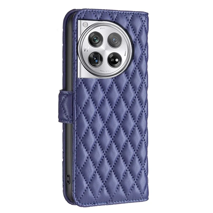 BINFEN COLOR BF Style-14 For OnePlus 12R 5G / Ace 3 5G Case PU Leather Stand Shockproof Protective Phone Cover - Blue