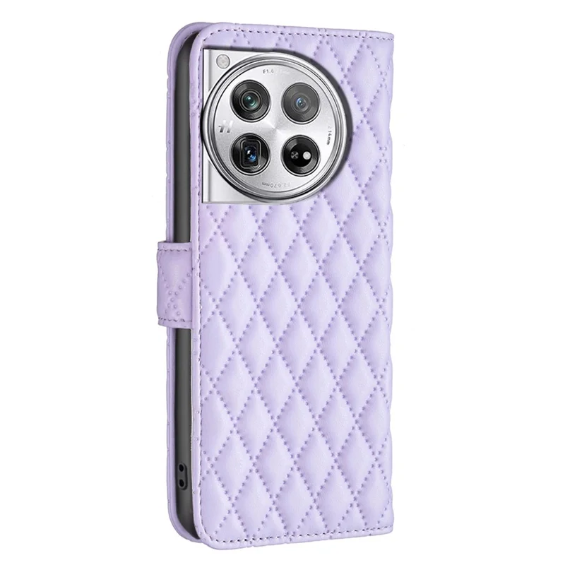 BINFEN COLOR BF Style-14 For OnePlus 12R 5G / Ace 3 5G Case PU Leather Stand Shockproof Protective Phone Cover - Purple