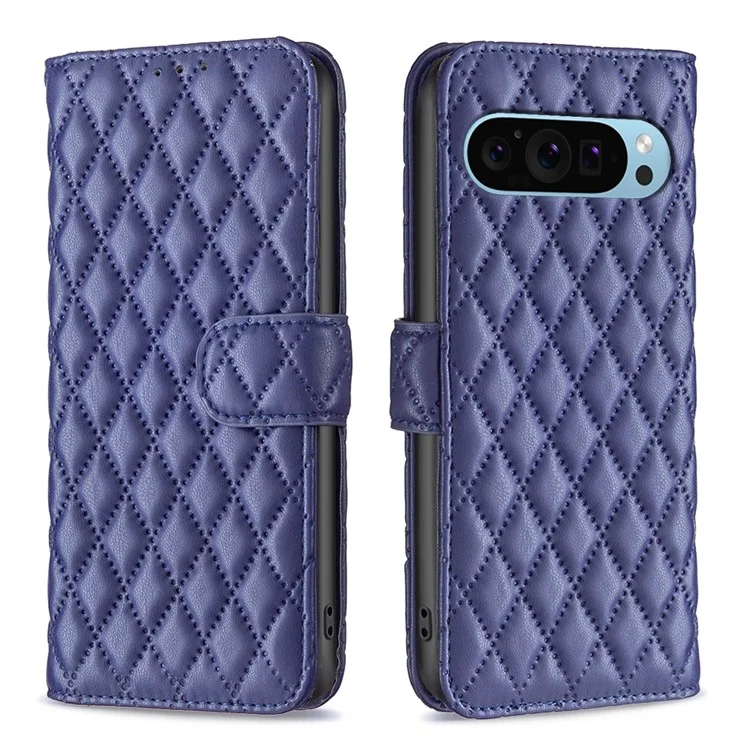 BINFEN COLOR BF Style-14 Para Google Pixel 9 Pro XL Funda Estuche de Cuero PU Magnético a Prueba de Golpes Folio Cubierta de Teléfono - Azul
