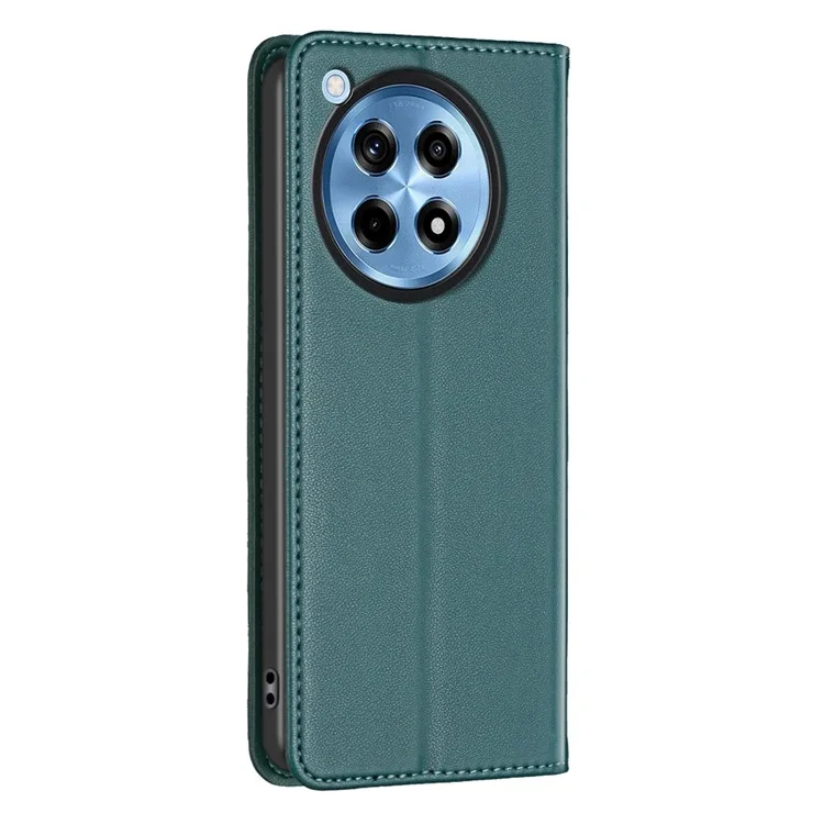 BINFEN COLOR BF18 For OnePlus 12R 5G / Ace 3 5G Case Magnetic Closure Leather Folio Phone Cover - Green