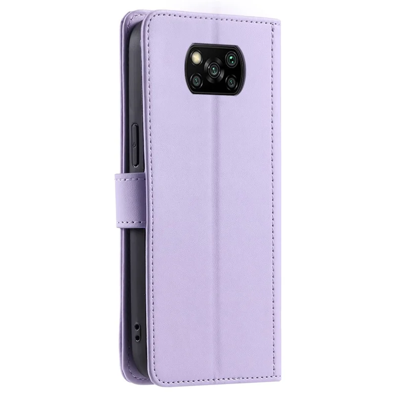 For Xiaomi Poco X3 / Poco X3 NFC / Poco X3 Pro Wallet Case PU Leather+TPU Phone Cover Rhombus Grid Pattern - Purple