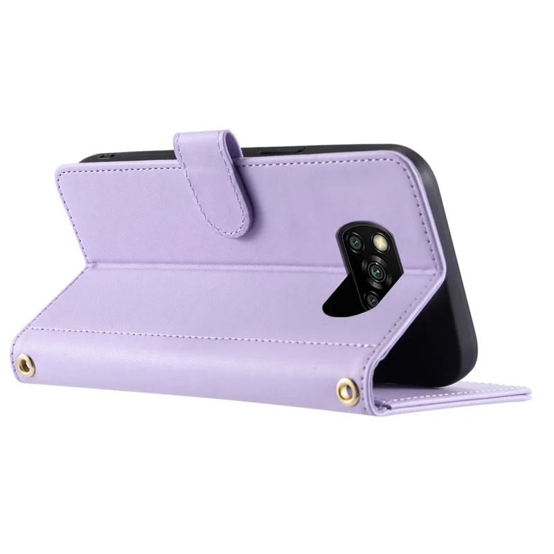 For Xiaomi Poco X3 / Poco X3 NFC / Poco X3 Pro Wallet Case PU Leather+TPU Phone Cover Rhombus Grid Pattern - Purple