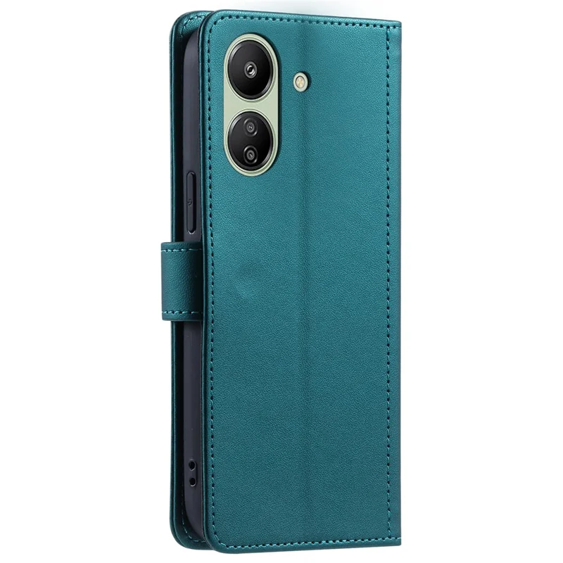 Für Xiaomi Redmi 13C 4G / Poco C65 4G Hülle Brieftasche Rhombus Gittermuster Handyhülle mit Handschlaufe - Grün