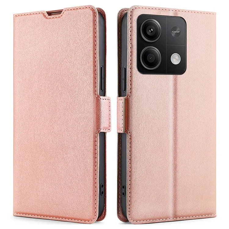 Para Xiaomi Redmi Note 13 5G Case Slim PU Leather Shockproof Phone Cover com Porta-Cartões - Rose Gold