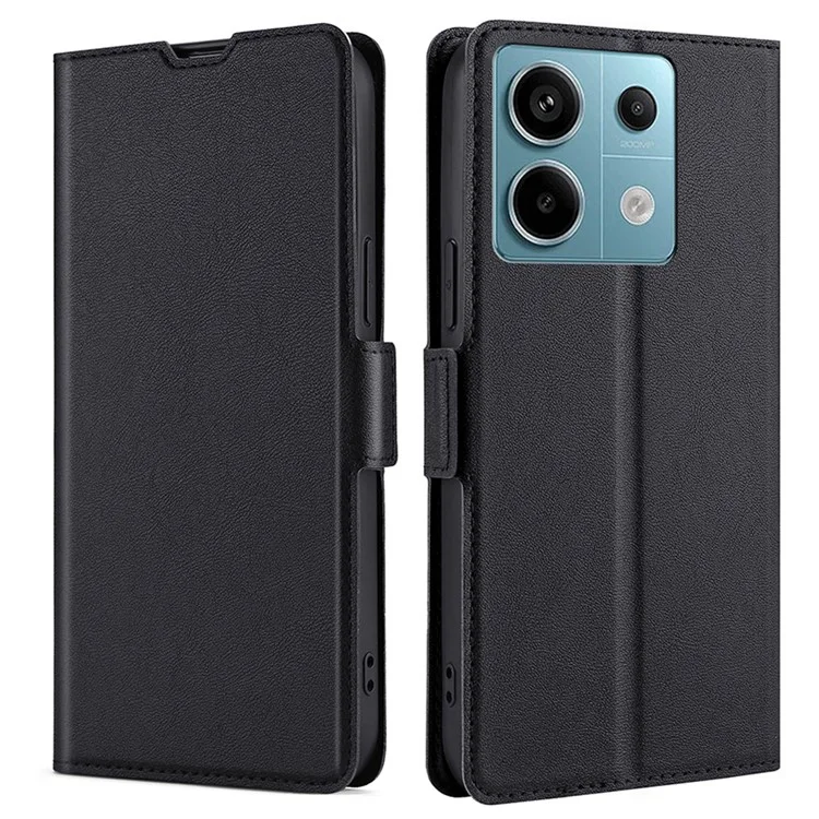Para Xiaomi Redmi Note 13 Pro 5G / Poco X6 5G Capa Protetora Caso TPU Inner Shell Capa de Telefone de Couro PU - Preto