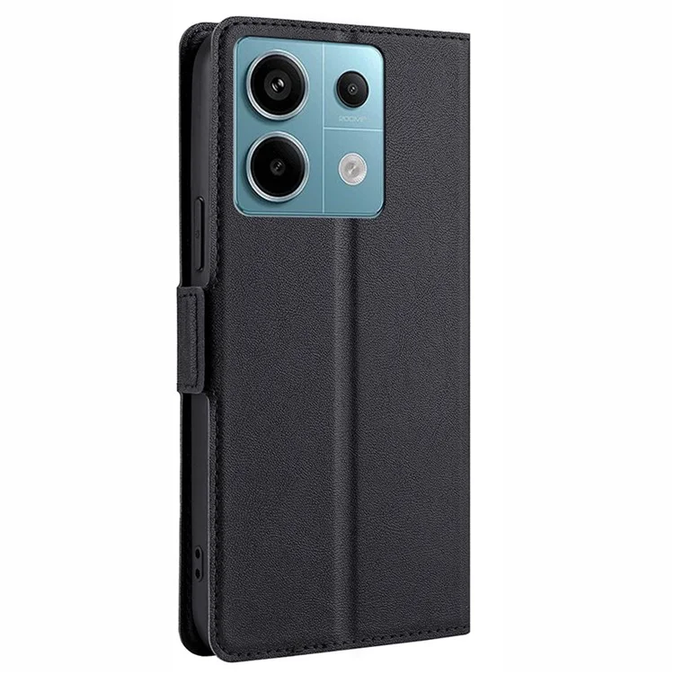 Para Xiaomi Redmi Note 13 Pro 5G / Poco X6 5G Capa Protetora Caso TPU Inner Shell Capa de Telefone de Couro PU - Preto