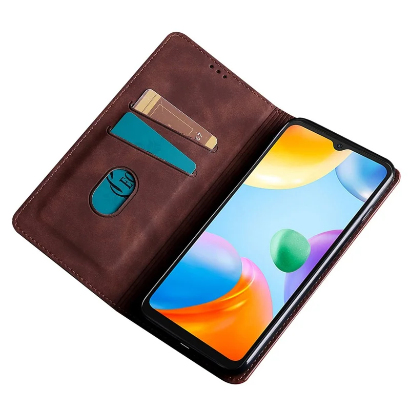 Für Xiaomi Redmi Note 13 Pro+ 5G Case Skin-touch PU-Leder Kartenfach Handyhülle - Dunkelbraun