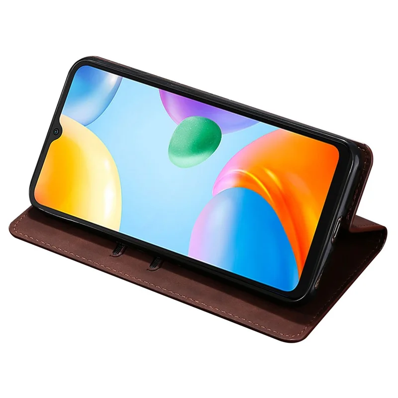 Für Xiaomi Redmi Note 13 Pro+ 5G Case Skin-touch PU-Leder Kartenfach Handyhülle - Dunkelbraun