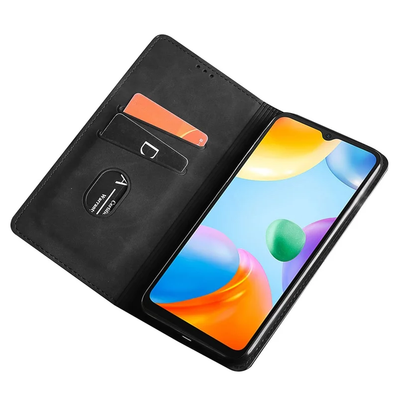 For Xiaomi Redmi Note 13 Pro+ 5G Case Skin-touch PU Leather Card Holder Phone Cover - Black