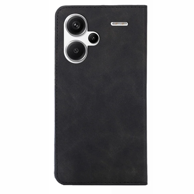For Xiaomi Redmi Note 13 Pro+ 5G Case Skin-touch PU Leather Card Holder Phone Cover - Black