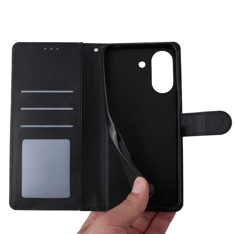 For Xiaomi Redmi 13C 4G / Poco C65 4G Case PU Leather Wallet Phone Cover Magnetic Clasp - Black