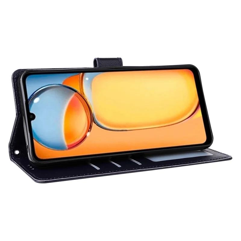 For Xiaomi Redmi 13C 4G / Poco C65 4G Case PU Leather Wallet Phone Cover Magnetic Clasp - Blue