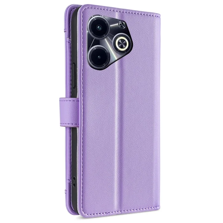 For Transsion Infinix Hot 40i Leather Case Protective Wallet Phone Cover with 2 Straps - Purple