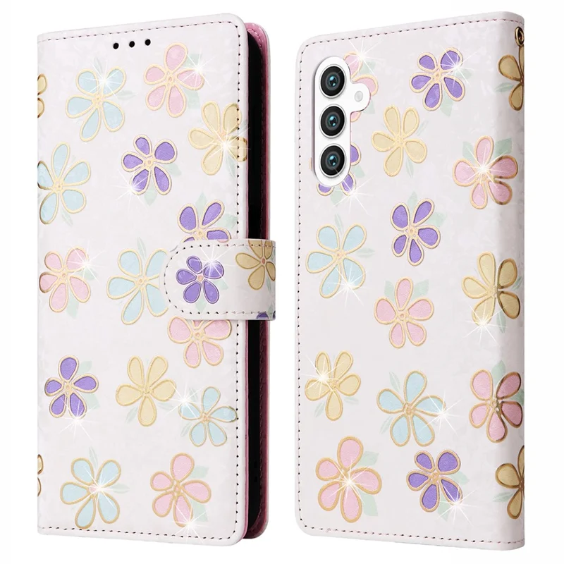 For Samsung Galaxy S24+ Case RFID Blocking Lacquered Floral Leather Phone Cover   - Colorful Flower