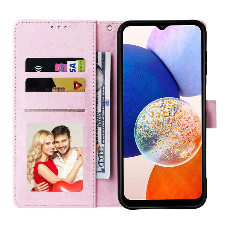For Samsung Galaxy A15 4G / 5G Leather Case RFID Blocking Flip Folio Lacquered Phone Cover - Colorful Flower