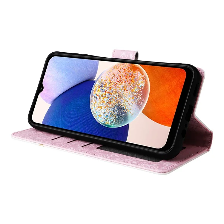 For Samsung Galaxy A15 4G / 5G Leather Case RFID Blocking Flip Folio Lacquered Phone Cover - Colorful Flower