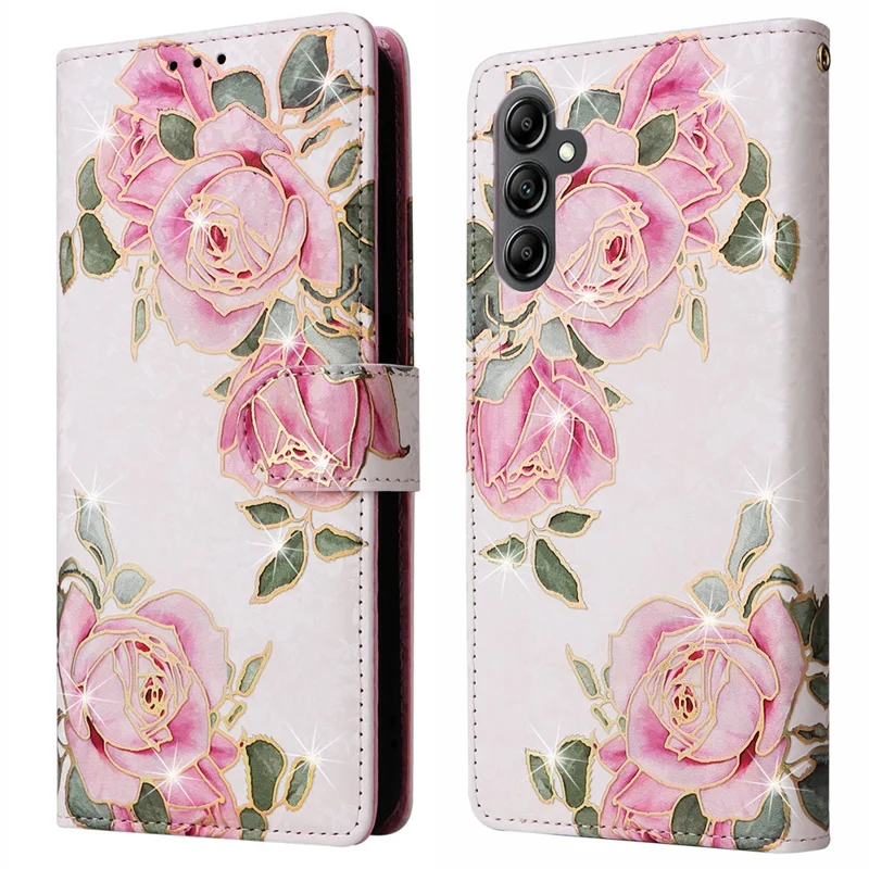 Custodia in pelle per Samsung Galaxy A15 4G / 5G, con blocco RFID, custodia a portafoglio con chiusura a lembo - Fiore