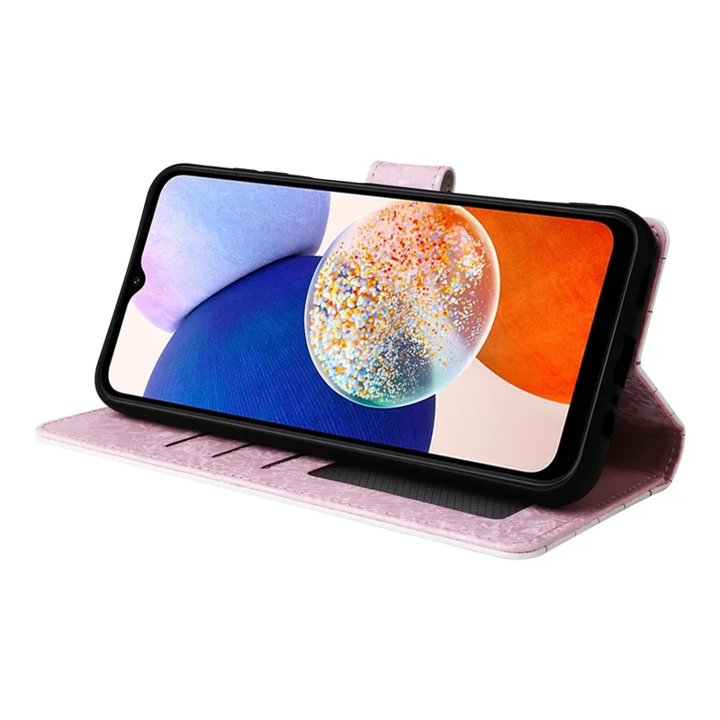 For Samsung Galaxy A15 4G / 5G Leather Case RFID Blocking Flip Folio Lacquered Phone Cover - Small Flower