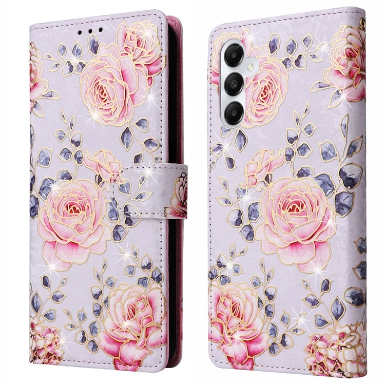 Per Samsung Galaxy A05s 4G Case Floral Aesthetic RFID Blocking Custodia in Pelle - Rosa Floreale