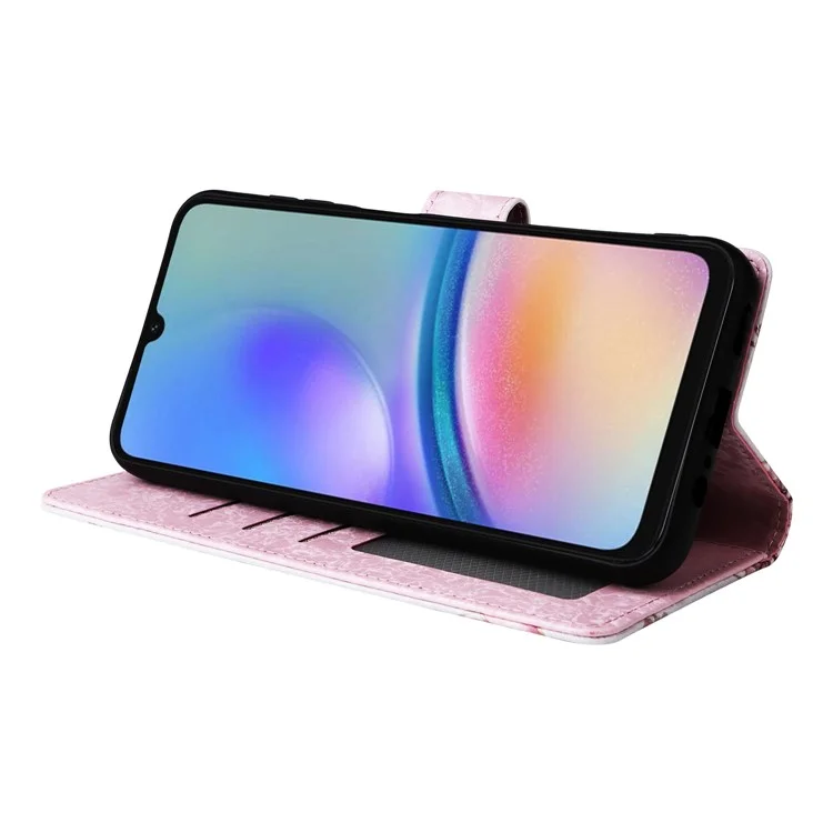 Per Samsung Galaxy A05s 4G Case Floral Aesthetic RFID Blocking Custodia in Pelle - Rosa Floreale