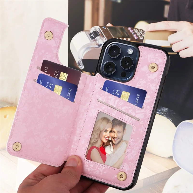 Per iPhone 15 Pro Case Kickstand Drop Protection Shockproof Phone Shell - Rosa