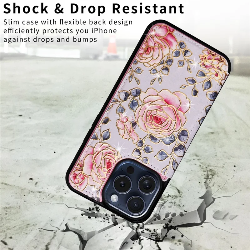 Per iPhone 15 Pro Case Kickstand Drop Protection Shockproof Phone Shell - Rosa