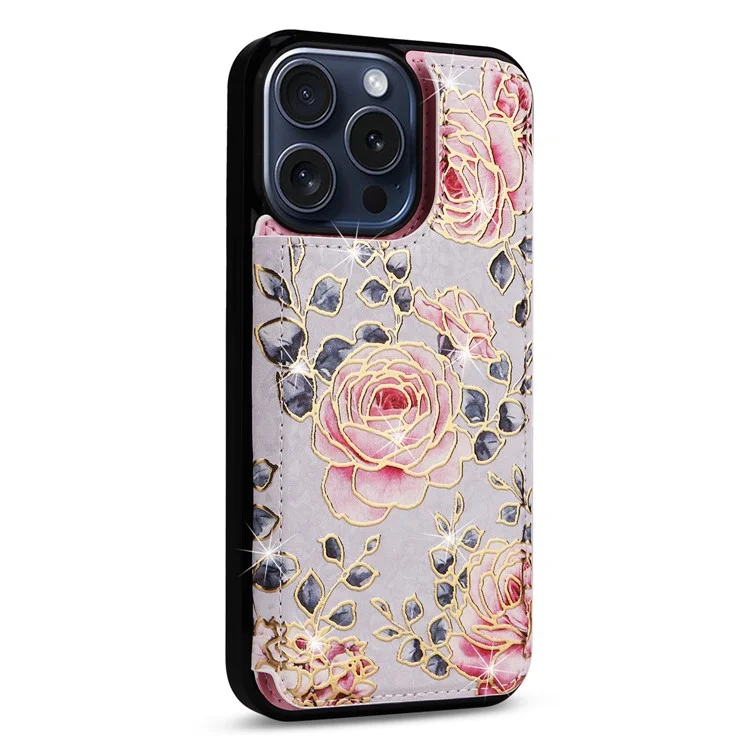 Per iPhone 15 Pro Case Kickstand Drop Protection Shockproof Phone Shell - Rosa