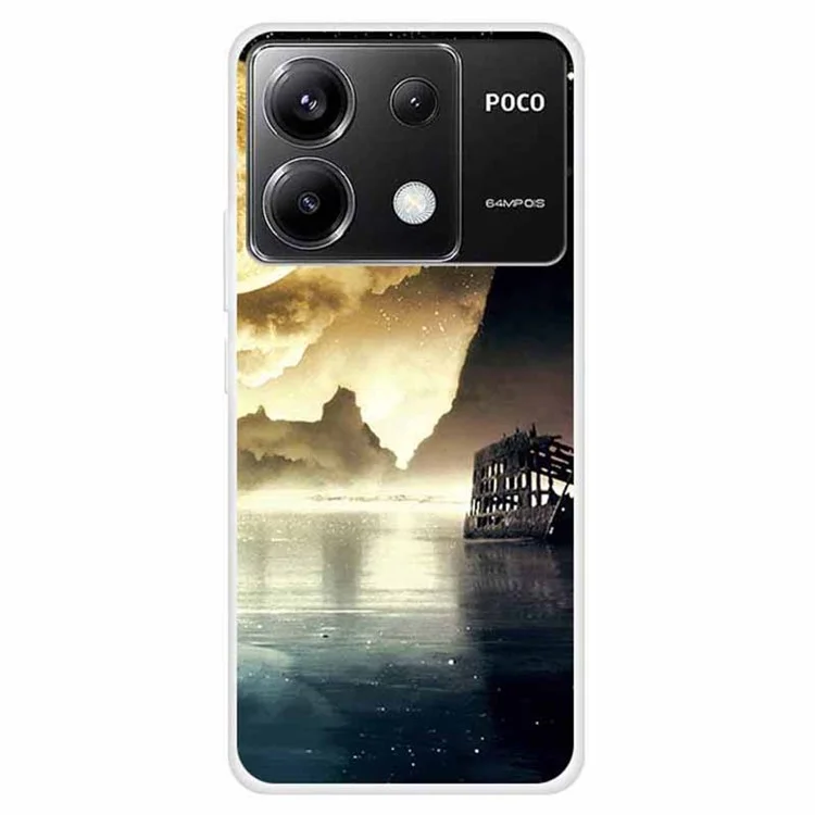 Für Xiaomi Redmi Note 13 Pro 5G / Poco X6 5G TPU-Handyhülle mit Musteraufdruck, Rückabdeckung - Mondschein-Seeufer