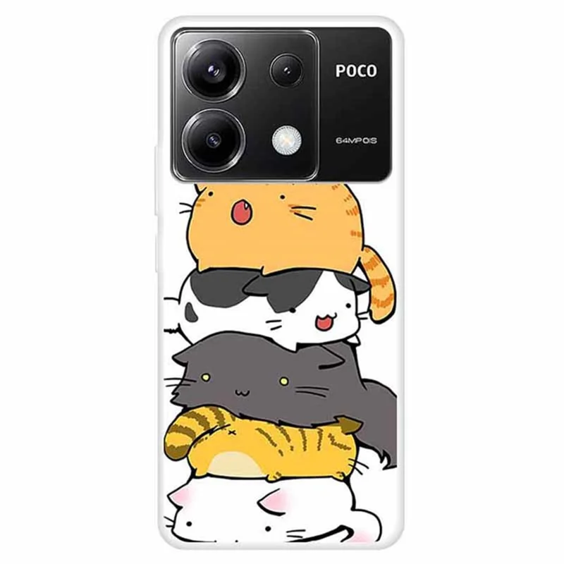 For Xiaomi Redmi Note 13 Pro 5G / Poco X6 5G TPU Phone Case Pattern Printing Back Cover - Stacked Cat