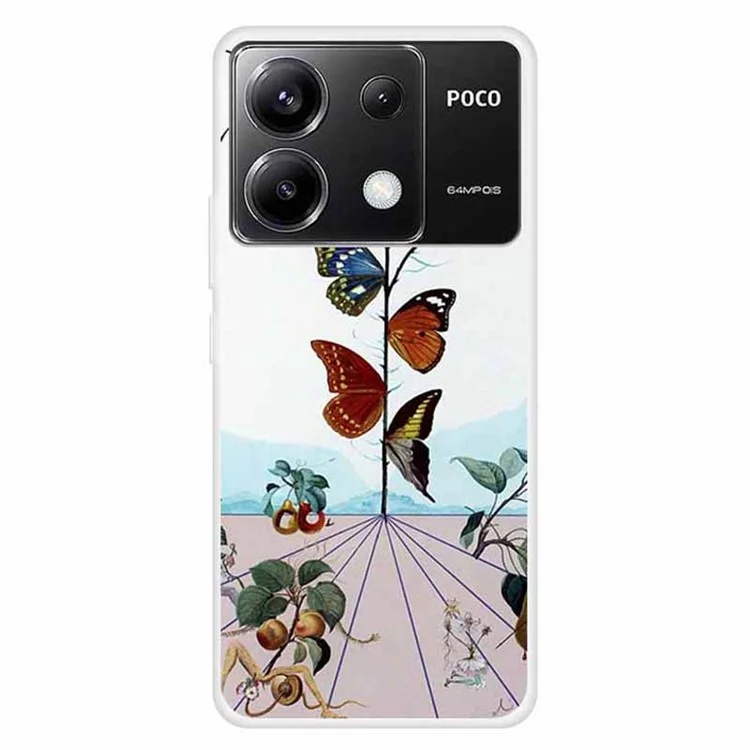 Para Xiaomi Redmi Note 13 Pro 5G / Poco X6 5G Funda Delgada Resistente a Golpes Funda de TPU con Diseño - Mariposa Flor
