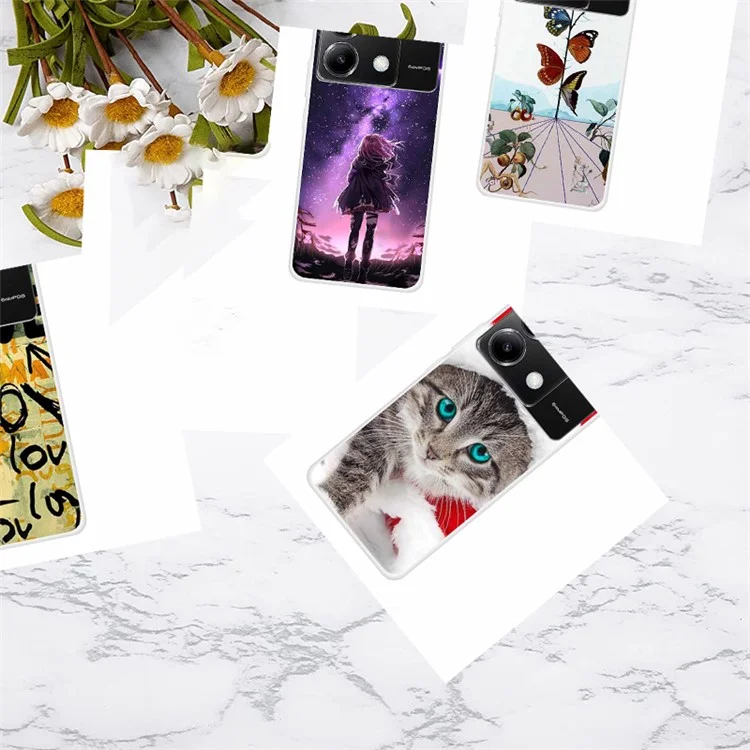 Para Xiaomi Redmi Note 13 Pro 5G / Poco X6 5G Funda Delgada Resistente a Golpes Funda de TPU con Diseño - Mariposa Flor